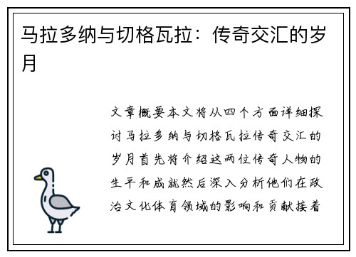 马拉多纳与切格瓦拉：传奇交汇的岁月